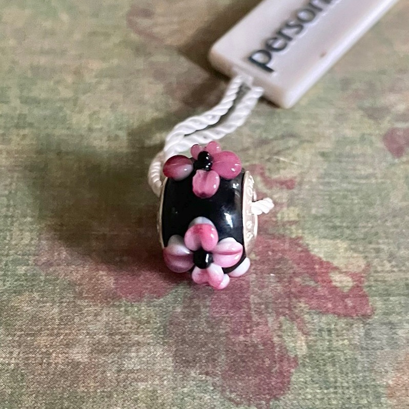 Stamped 925 Murano Pink Raised Flower Persona Charm 14$